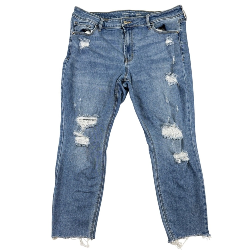 Old Navy Rockstar Super Skinny‎ Mid Rise Distressed Jeans Robbie Medium Wash 16